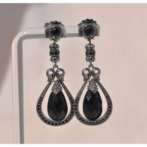 SCOTT KAY Ruthenium Sterling Silver Earrings With Genuine Black‎ Spinel